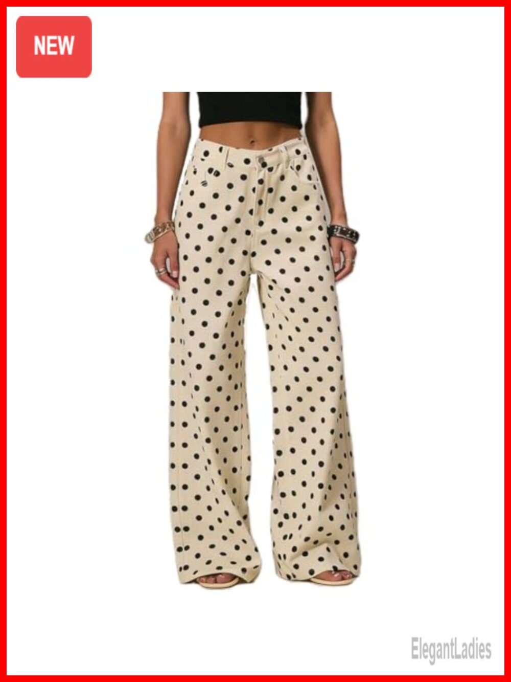 Polka Dot Low Rise Wide Leg Boyfriend Jeans Y2K Stretch Baggy Denim